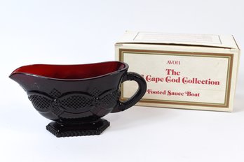 AVON 1876 Cape Cod Collection Ruby Red Footed Sauce Boat