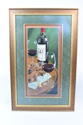 Framed Wine Glass Bottle Print Decor