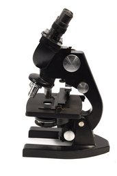 Spencer Optics Binocular Microscope With 3 Objectives & Wood Storage Box W/ Key