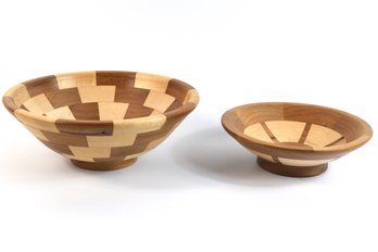 South Western Style Wood Serving Bowls - 2 Total