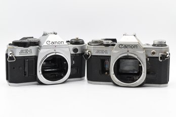 Pair Of Canon AE-1 Film Cameras - For Parts