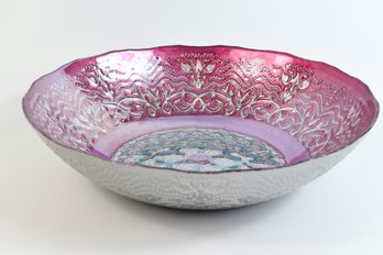 Iridescent Layered Glass Decorative Serving Display Bowl