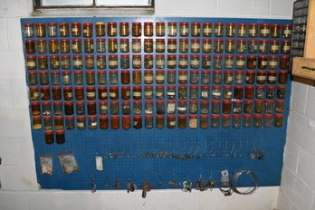 LARGE Assortment Of Organized Hardware On Pegboard - Nuts Bolts Washers Screws - Everything In Photos!!!