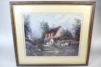 Thomas Kinkade Style Cottage Print Framed