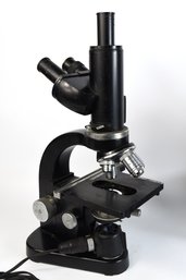 Ernst Leitz Wetzlar Germany Trinocular Microscope With 4 Objectives & Lamp