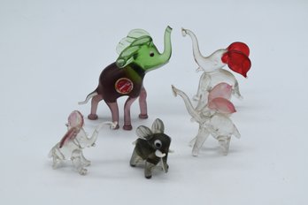 Hand Blown Glass Elephants Murano & Others - 5 Total