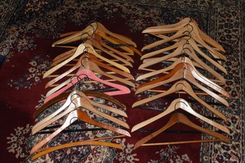 Lot Of Wood Coat Hangers - 28 Total