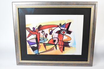 Alfred Gockel Afternoon Jam Session Abstract Lithograph In Gorgeous Two Toned Frame