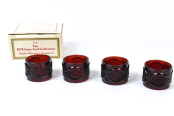 AVON 1876 Cape Cod Collection Ruby Red Napkin Ring Set - 4 Total