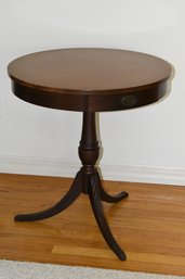 Mersman Dark Wood Round Side Table With Drawer