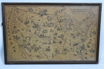 Vintage Alcohol Bootlegger's Map Of The United States 1926 By McCandlish Prohibition-Era  Framed