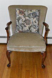 Plush Armchair With Wooden Arms & Legs