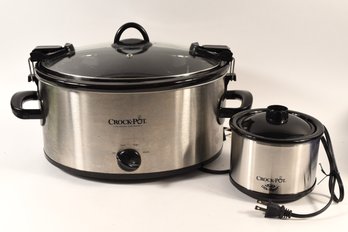 Crock-Pot Large 8 Quart Slow Cooker With Small Mini 16 Ounce Portable Food Warmer Slow Cooker