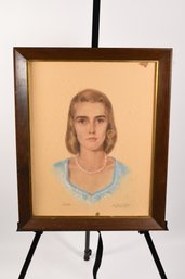 'Ann' Pastel Portrait Framed Signed & Dated 1954