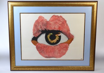 Michael Knigin 'the Eye Of The Storm' Artist Proof 1975 Screenprint In Beautiful Gold Toned Framed