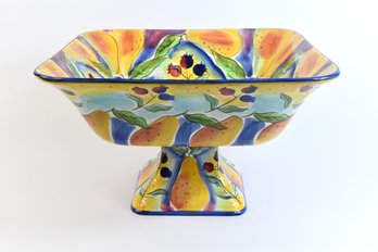 Clay Art 'fiori' Vibrant Hand Painted Pedestal Dish