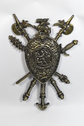 Vintage Cast Metal Coat Of Arms Medieval Crest