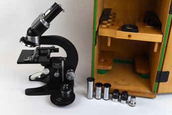 American Meopta Binocular Microscope With 4 Objectives & Turret Condenser With Aperture For Microscope