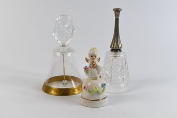 Vintage Porcelain Angel Bell & Glass Dinner Bells - 3 Total