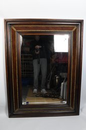 Large Framed Mirror With Riveted Leather Trim