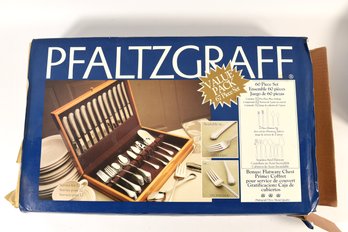 Pfaltz Graff 67pc Silverware Set Forks Knives Spoons With Felt Lined Wood Case - Service For 12