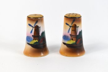 Vintage Salt And Peppers From Mid Century Japan Featuring Dutch Windmill Scene