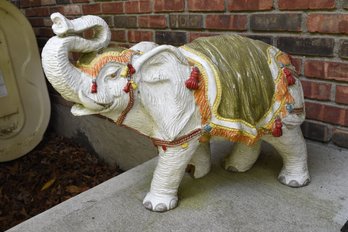 Painted Ceramic Elephant Planter Stand Lawn Ornament - Large & Heavy