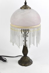 Beautiful White Tasseled Shade With Heavy Metal Stand Table Lamp