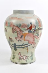 Polo Riders On Horseback Colorful Ceramic Vase