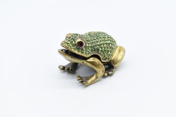Gold Toned Enamel Studded Frog Trinket Box