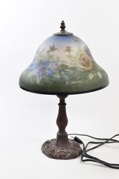 Thomas Kinkade Reverse Hand Painted Slag Glass Table Lamp Limited Edition Humming Birds Signed 32/2000 L.L