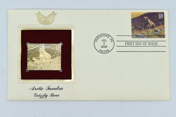 Gold Plated Replica Stamp Arctic Tundra Grizzly Bear