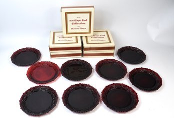 AVON 1876 Cape Cod Collection Ruby Red Dessert Plates - 9 Total