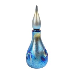 Gorgeous Iridescent Blue Art Glass Lampwork Perfume Vial Signed  Saul Alcarez '09
