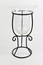 Large Candle Holder Stand Metal Base With Glass Holder