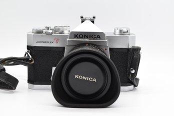 Konica Autoreflex T With Konica Hexanon AR 75mm Film Camera & Leather Case