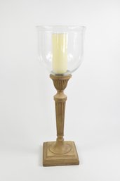 Large Decorative  Candle Holder Metal Base With Glass Candle Holder