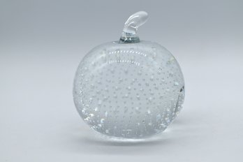 Heavy Glass Apple Paper Weight Art Glass With Perfect Suspended Bubbles