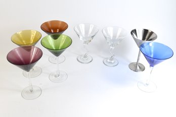 Colored Martini Glasses - 8 Total