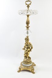 Vintage Bronze/brass Ornate Standing Ashtray With Cherub