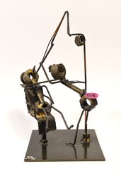 Steampunk Metal Sculpture  'dentist & Patient' Signed And Dated 1970