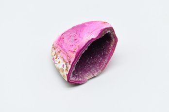 Very Pretty Polished Pink Agate Crystal Geode