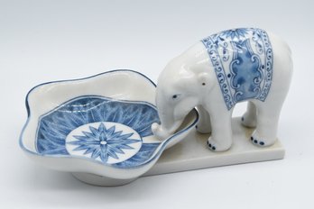 Porcelain Elephant Candy Trinket Dish By Sadek Made In Japan