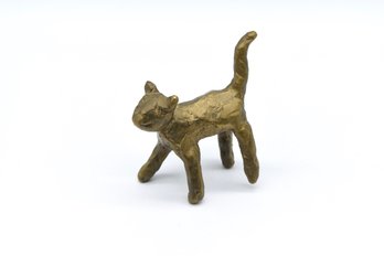 Vintage Hand Sculpted Brass Cat