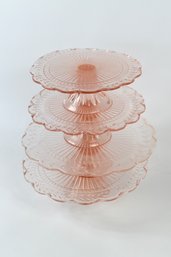 Glass Pedestal Cake Stands Platters Trays - 4pcs Total