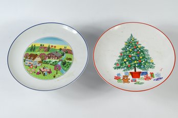 Vintage Himark Happy Holidays Saltera & Christmas Dish/Platter - 2 Total