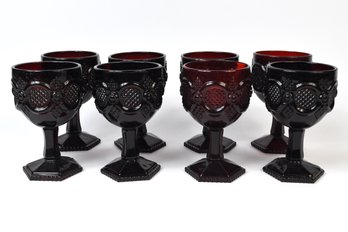 AVON 1876 Cape Cod Collection Ruby Red Goblets - 8 Total