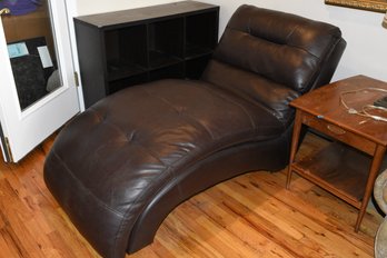 Faux Brown Leather Chaise Lounge Chair