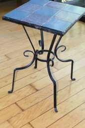 Wrought Iron Side Table With Tiled Top