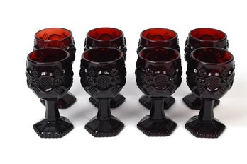 AVON 1876 Cape Cod Collection Ruby Red Small Goblets - 8 Total